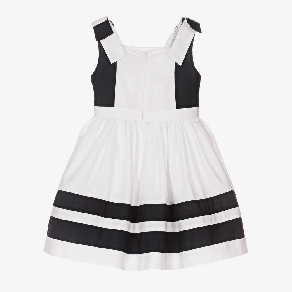 Patachou-Бело-синее хлопковое платье | Childrensalon Outlet