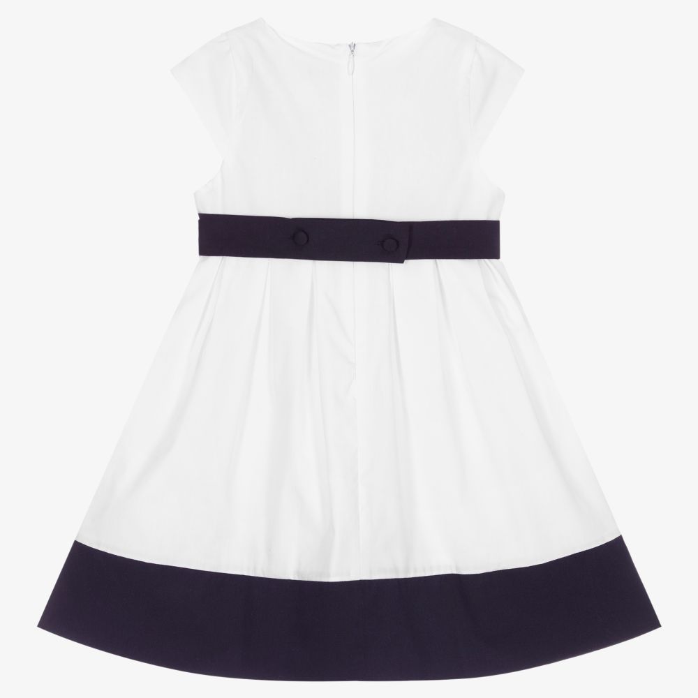 Patachou-Girls White & Blue Dress | Childrensalon Outlet