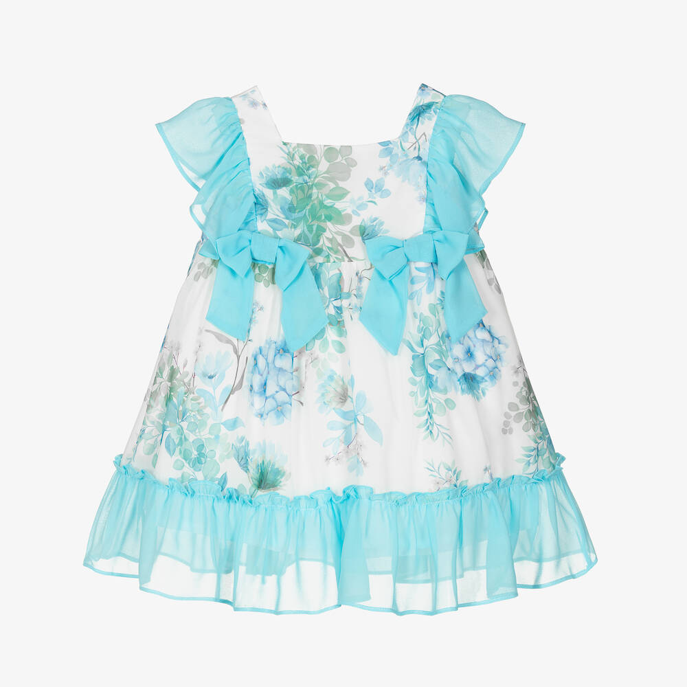 Patachou - Girls White & Blue Floral Dress | Childrensalon