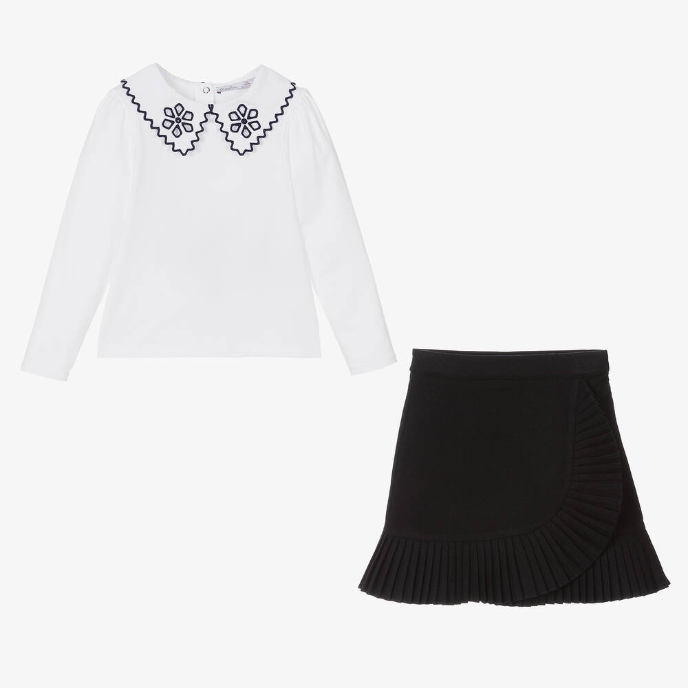 Patachou-Белая блузка и синяя плиссированная юбка | Childrensalon Outlet