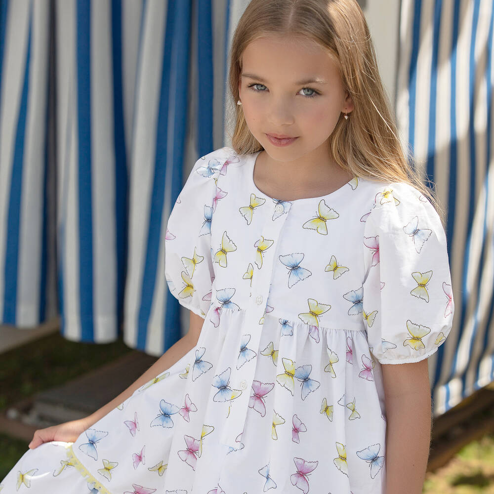 Patachou-فستان قطن بوبلين لون أبيض | Childrensalon Outlet