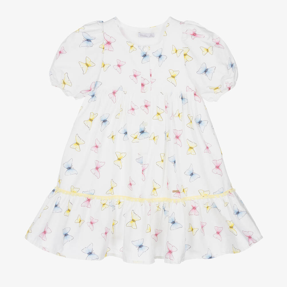 Patachou - Weißes Kleid mit Schmetterlingen | Childrensalon