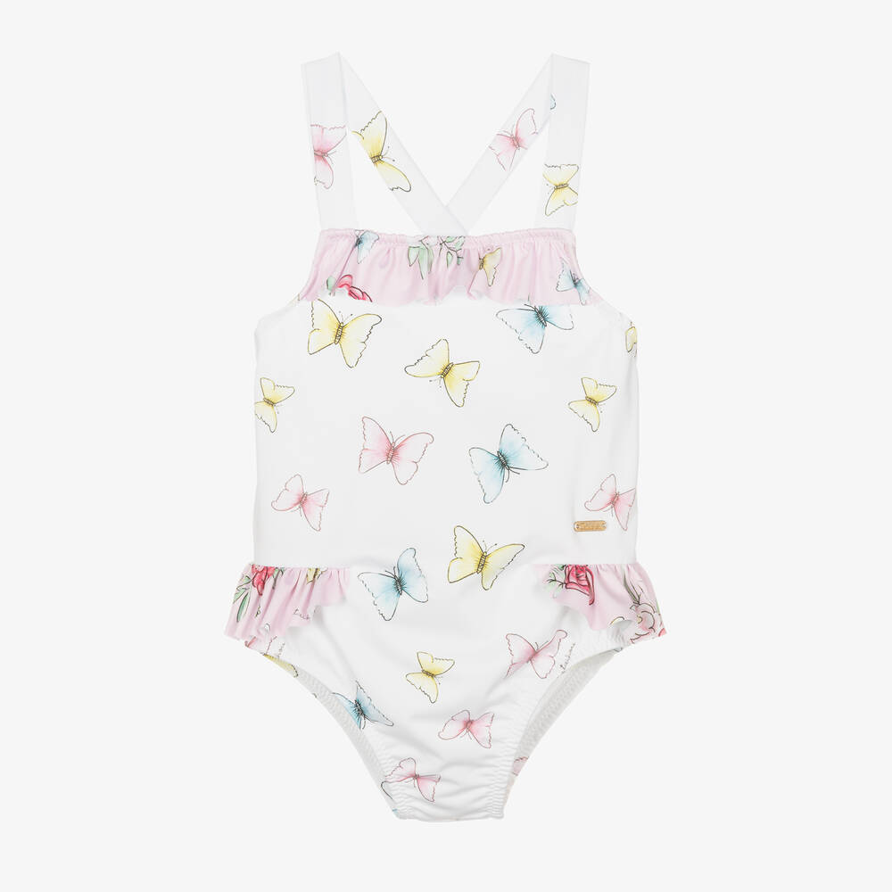 Patachou - Maillot de bain blanc à papillons | Childrensalon