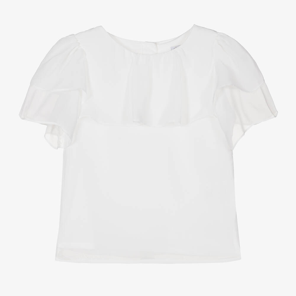 Patachou - Girls White Chiffon Blouse | Childrensalon