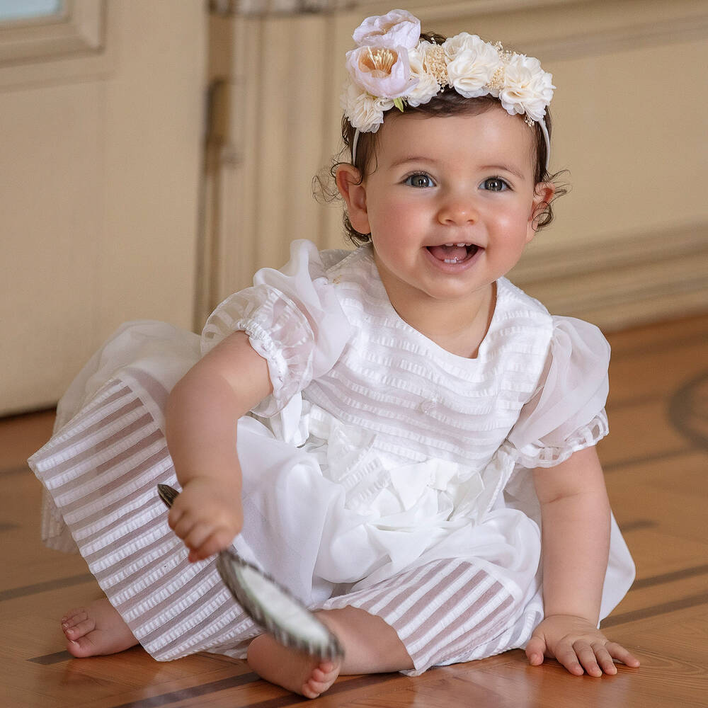 Patachou Girls White Chiffon Dress
