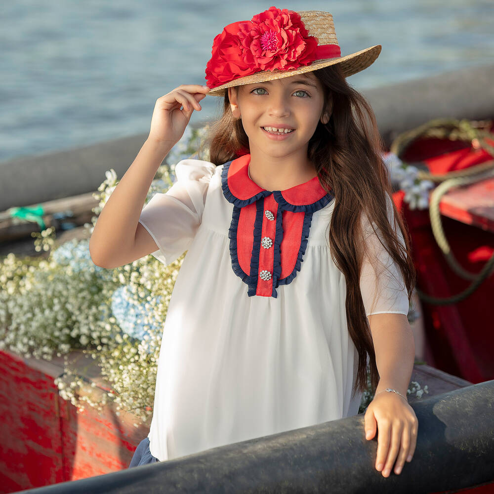 Patachou-Белое шифоновое платье для девочек | Childrensalon Outlet