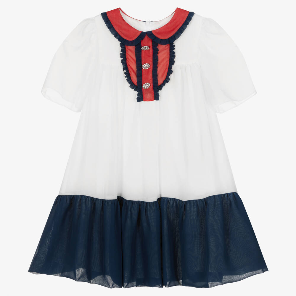 Patachou - Robe blanche mousseline fille | Childrensalon