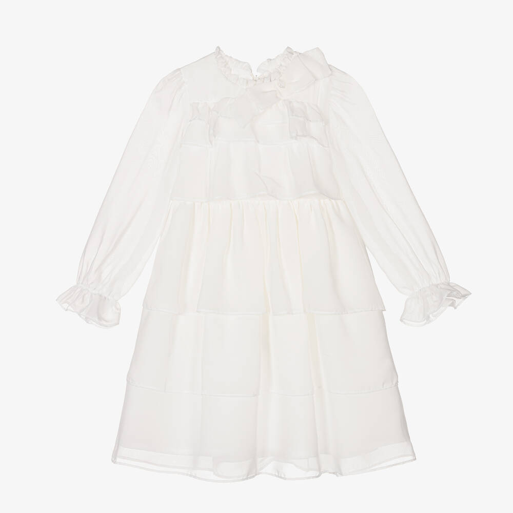 Patachou - Robe blanche en mousseline fille | Childrensalon