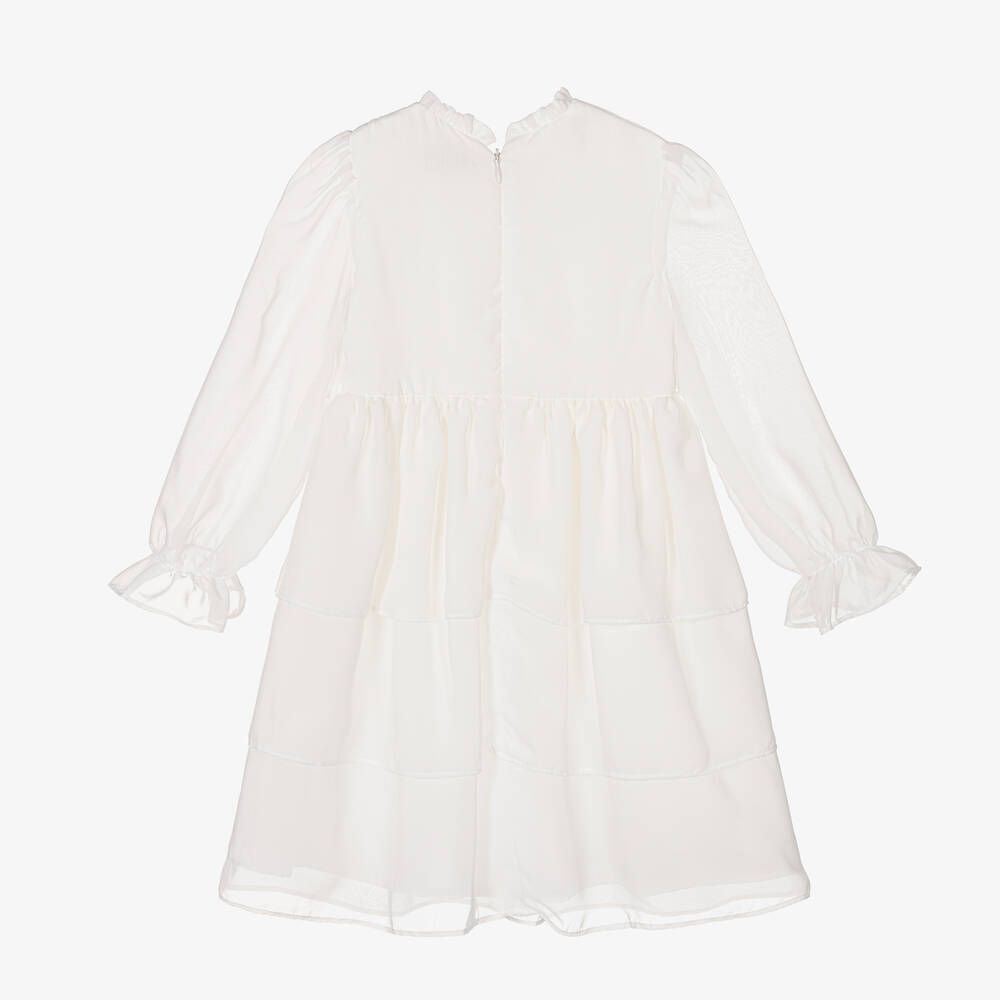 Patachou-Girls White Chiffon Dress | Childrensalon Outlet