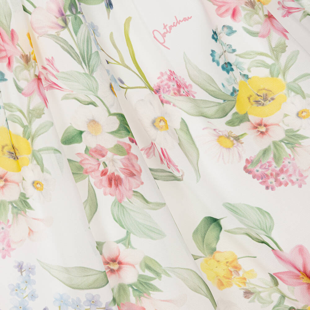 Patachou-Girls White Chiffon Floral Dress | Childrensalon Outlet