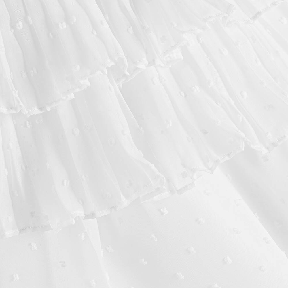 Patachou-Girls White Chiffon Plumeti Dress | Childrensalon Outlet