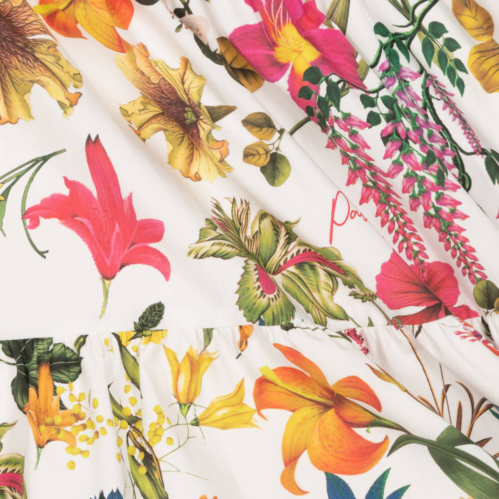 Patachou-Girls White & Colourful Floral Print Skirt | Childrensalon Outlet