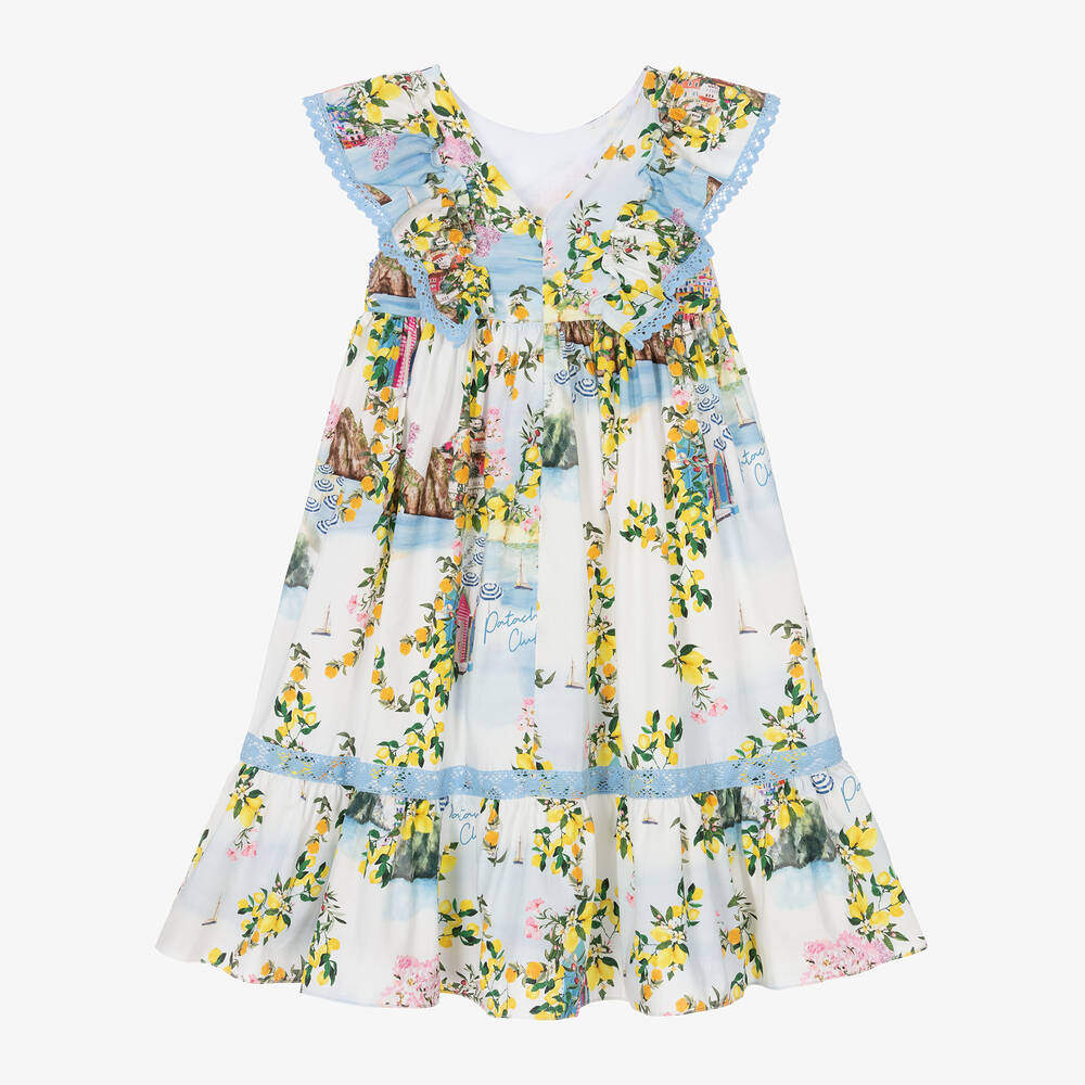 Patachou-فستان شاطئ قطن بوبلين لون أبيض | Childrensalon Outlet