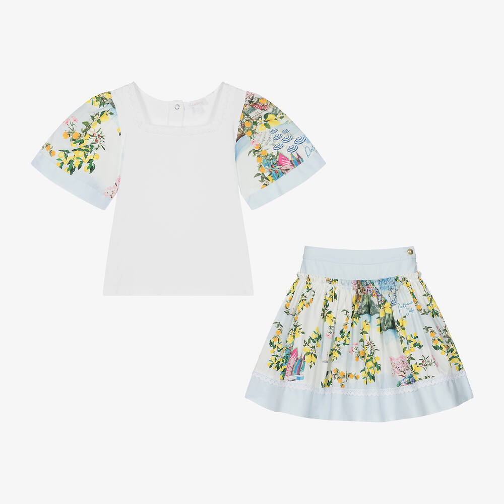 Patachou-Girls White Cotton Beach Club Skirt Set | Childrensalon Outlet