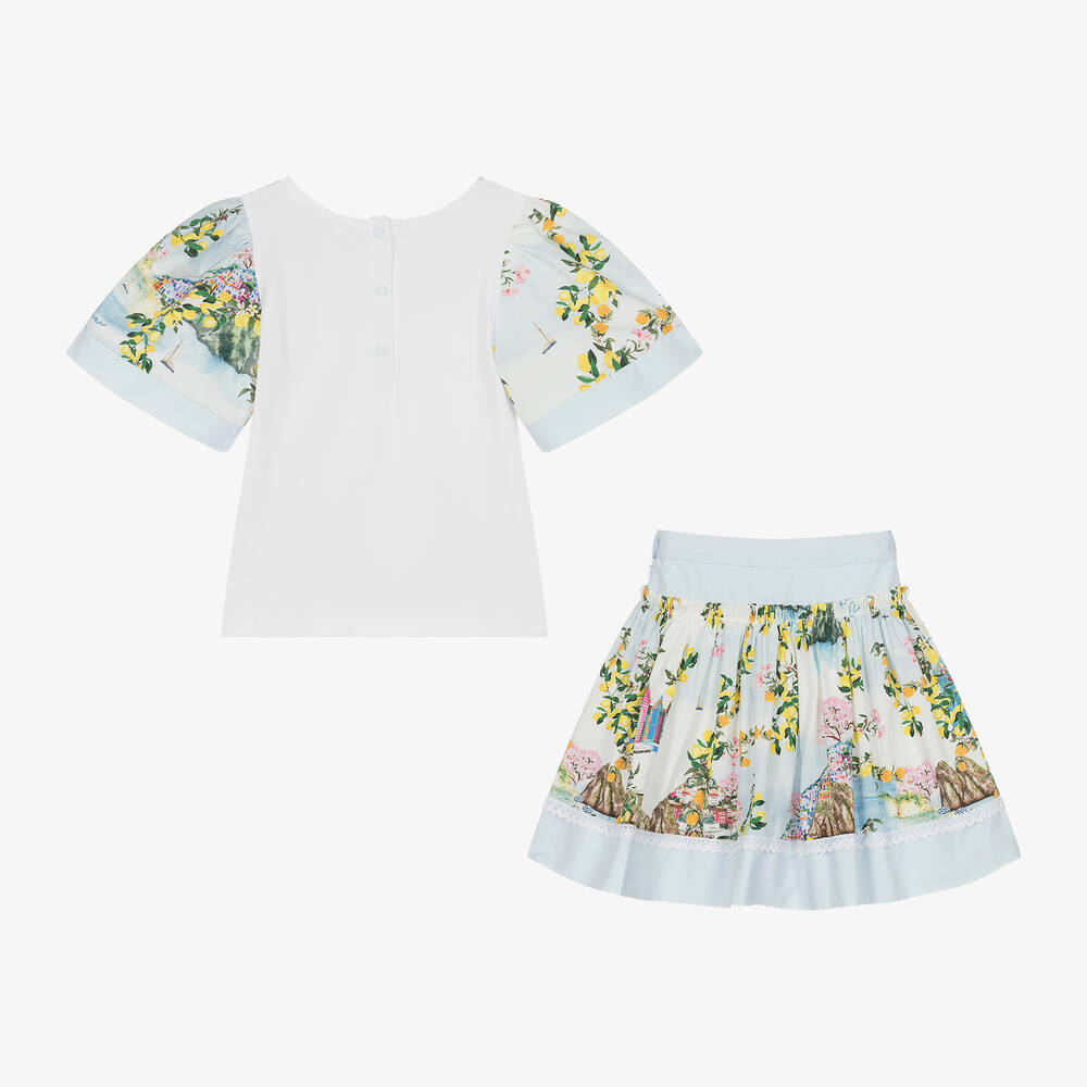 Patachou-Girls White Cotton Beach Club Skirt Set | Childrensalon Outlet