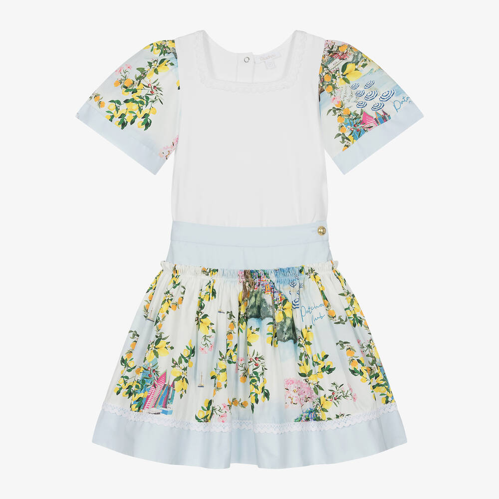 Patachou-Girls White Cotton Beach Club Skirt Set | Childrensalon Outlet