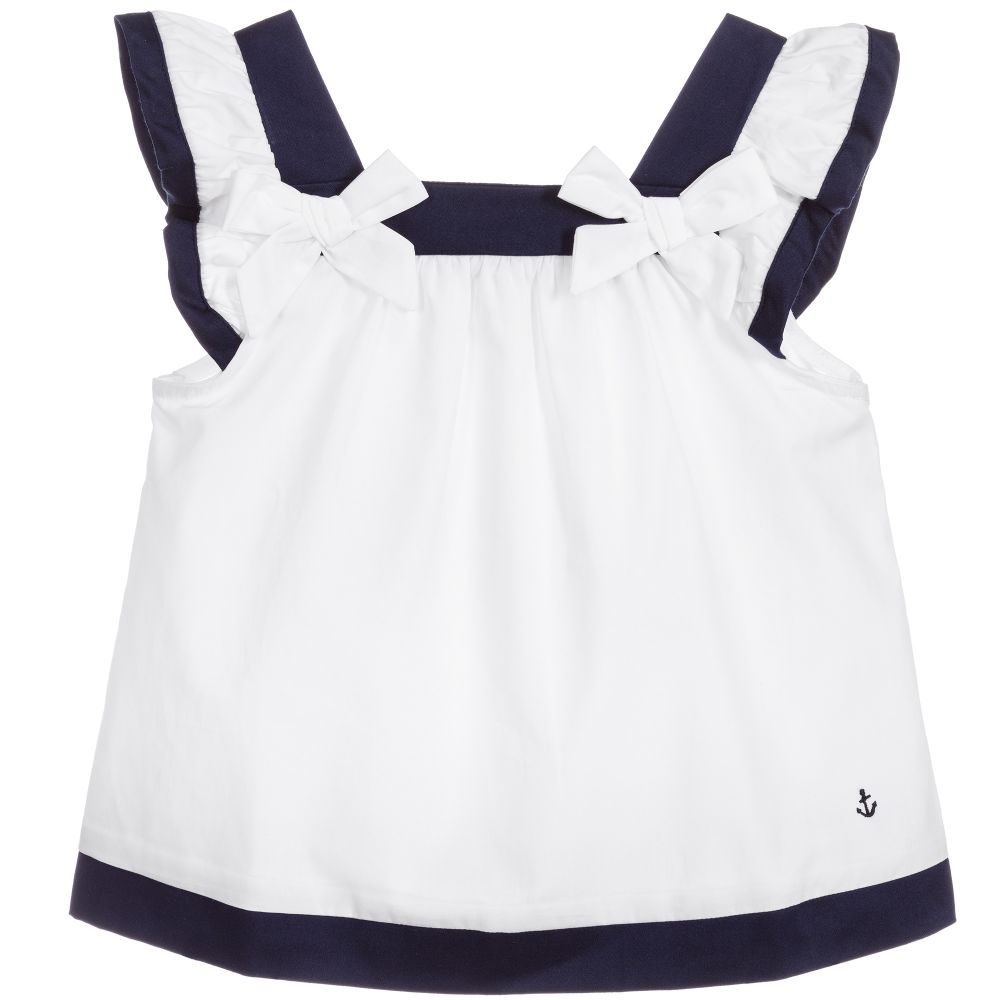 Patachou - Girls White Cotton Blouse | Childrensalon