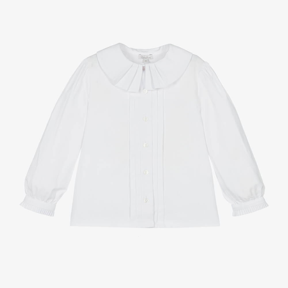 Patachou - Girls White Cotton Blouse | Childrensalon