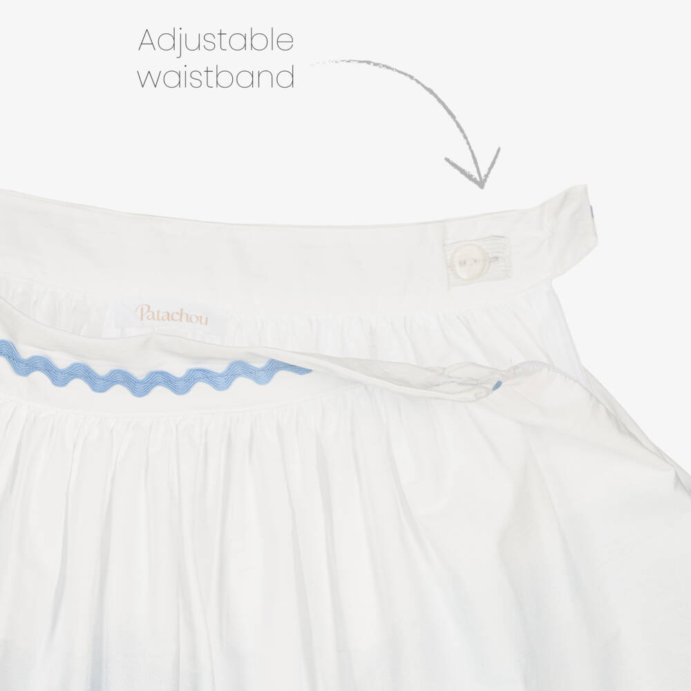 Patachou-Girls White Cotton Comporta Club Print Skirt Set | Childrensalon Outlet