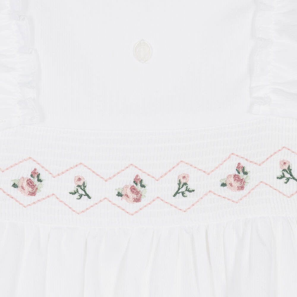 Patachou-Girls White Cotton Embroidered Dress | Childrensalon Outlet