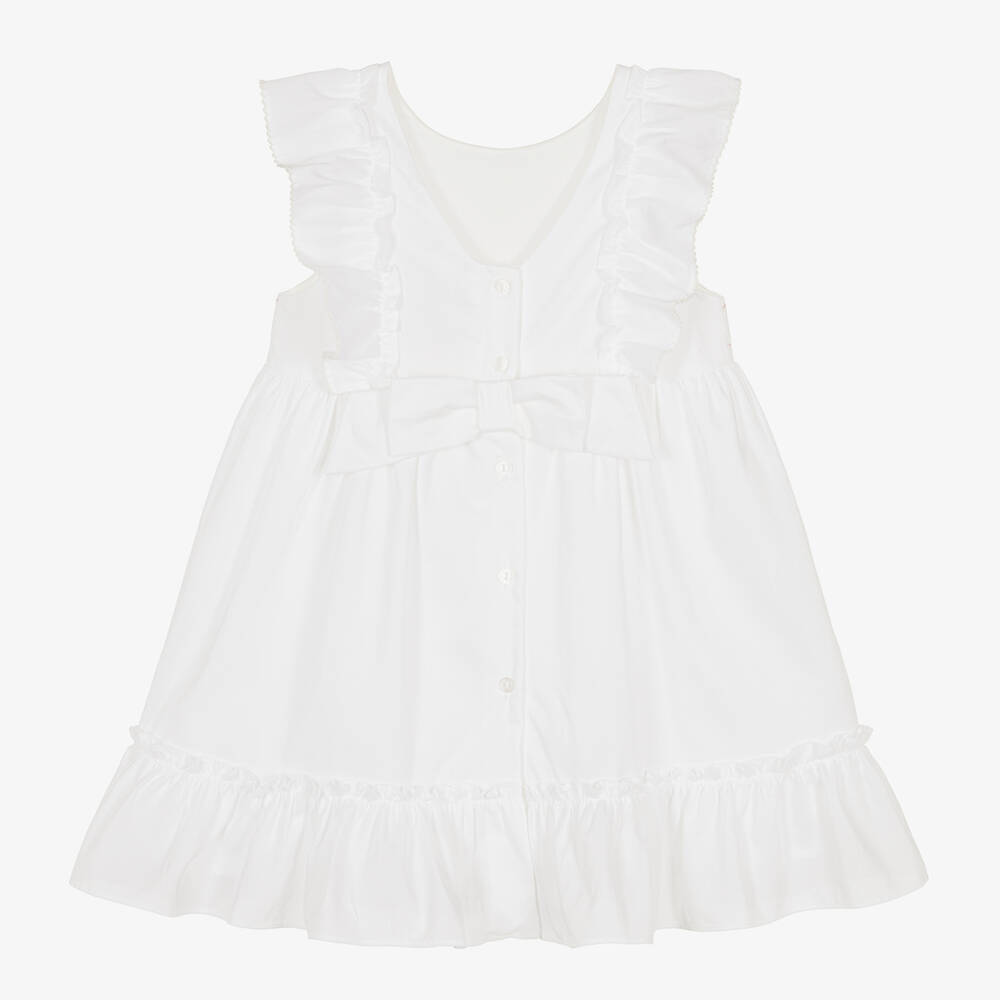 Patachou-Girls White Cotton Embroidered Dress | Childrensalon Outlet