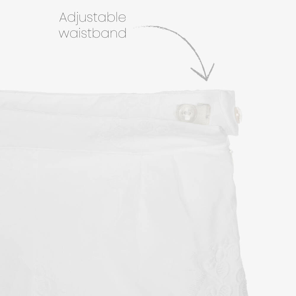 Patachou-Girls White Cotton Embroidered Shorts | Childrensalon Outlet