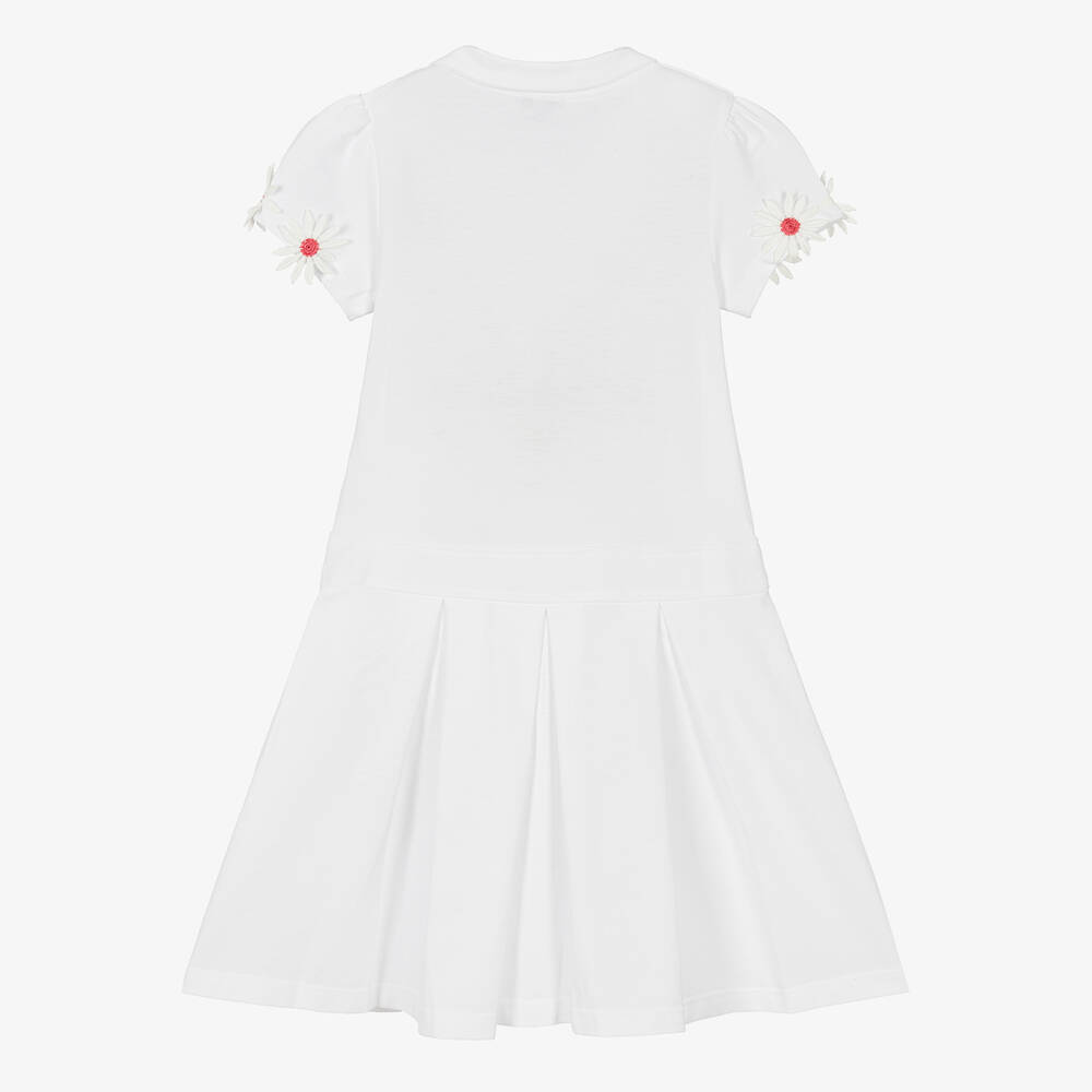 Patachou-Girls White Cotton Flowers Polo Dress | Childrensalon Outlet
