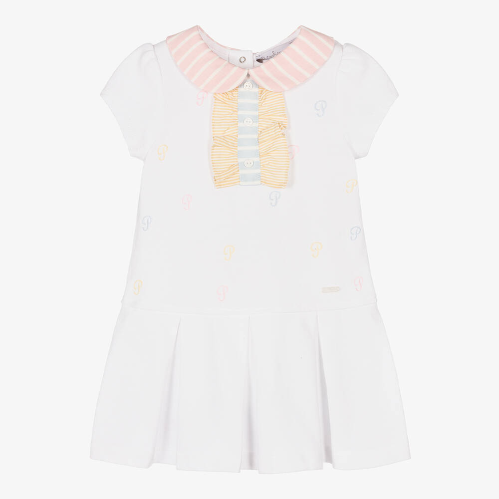 Patachou - Robe blanche en piqué coton | Childrensalon