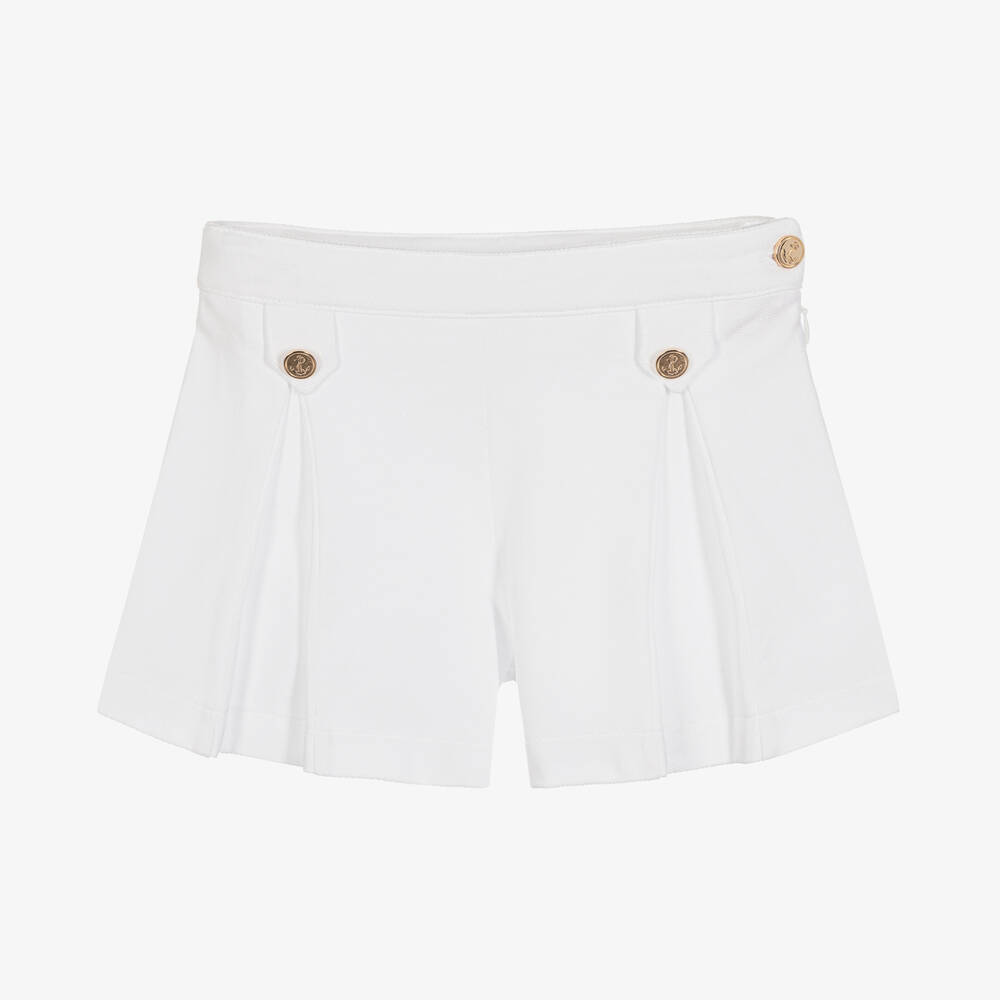 Patachou - Girls White Cotton Piqué Shorts | Childrensalon