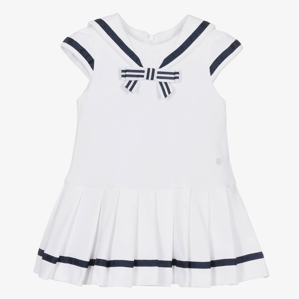 Patachou-Girls White Cotton Sailor Dress | Childrensalon Outlet