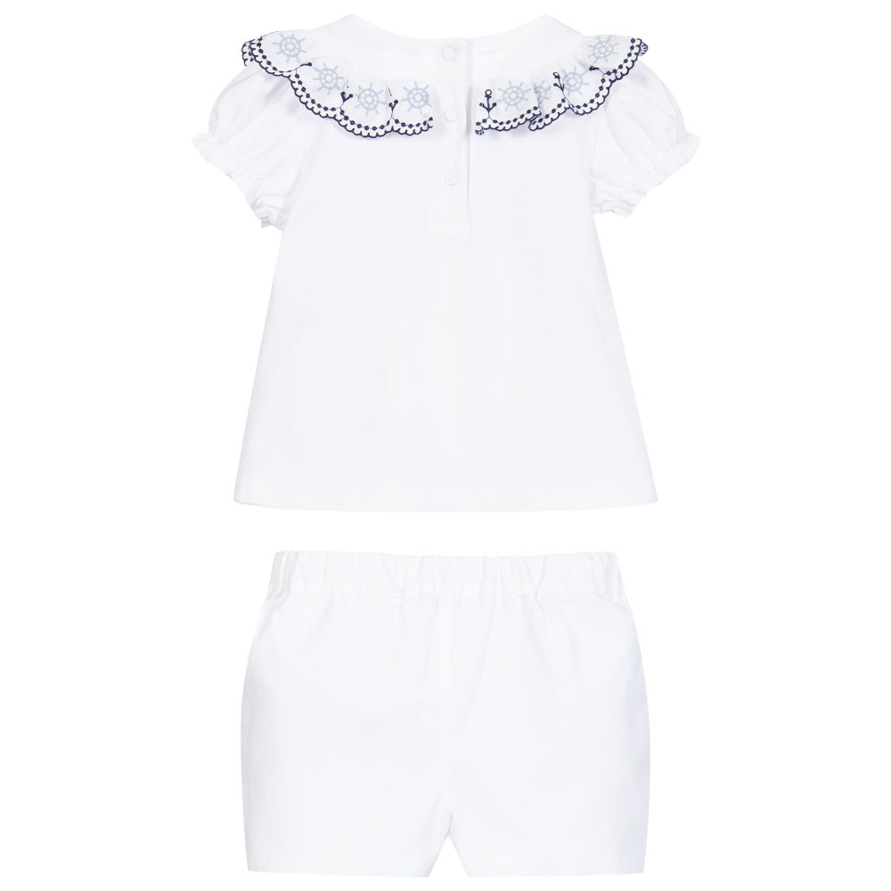 Patachou-Girls White Cotton Shorts Set | Childrensalon Outlet