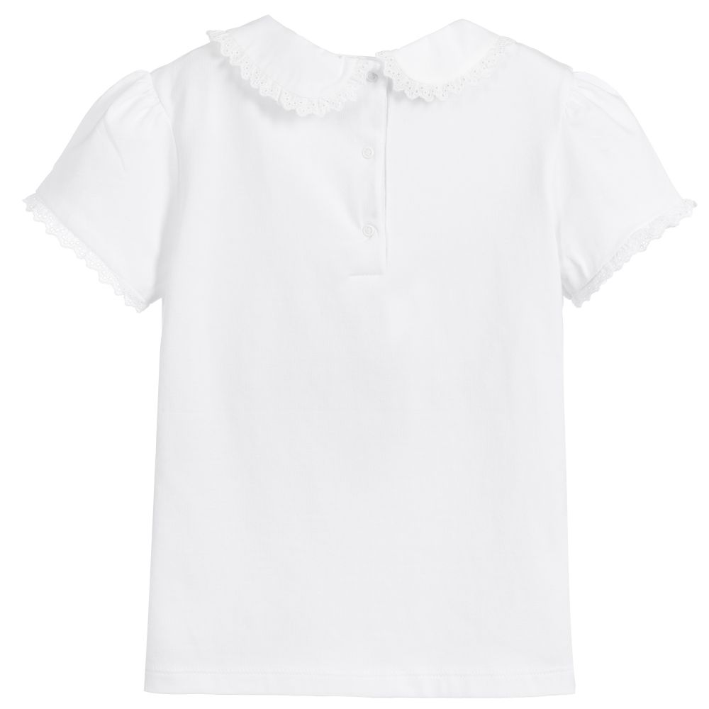 Patachou-Girls White Cotton T-Shirt | Childrensalon Outlet
