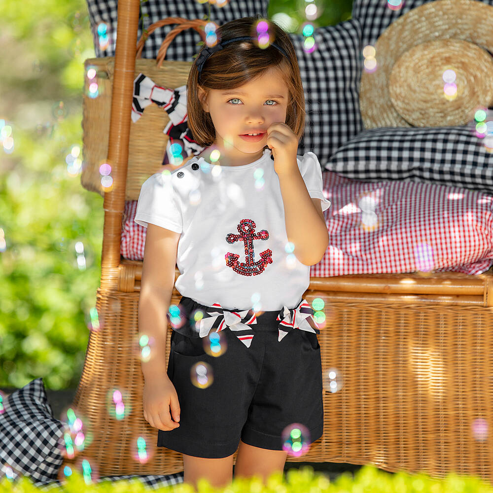 Patachou-Girls White Cotton T-Shirt | Childrensalon Outlet