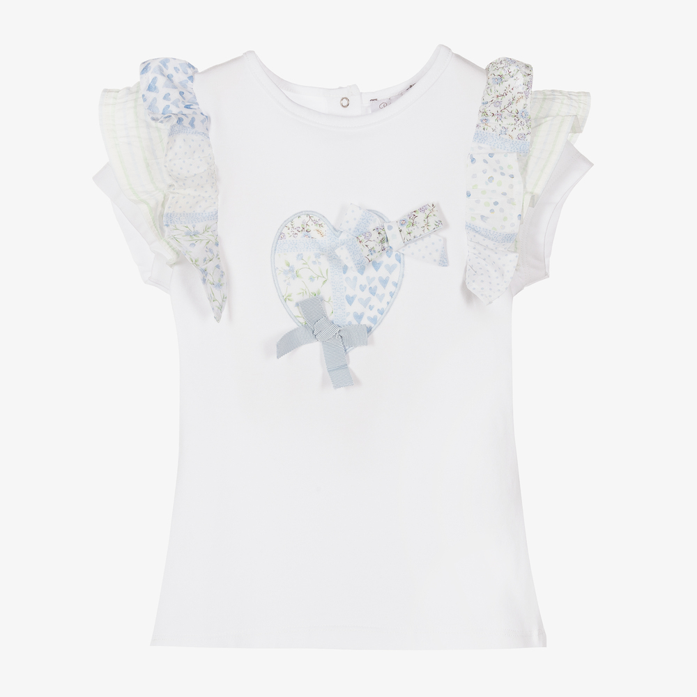 Patachou - Girls White Cotton T-Shirt | Childrensalon