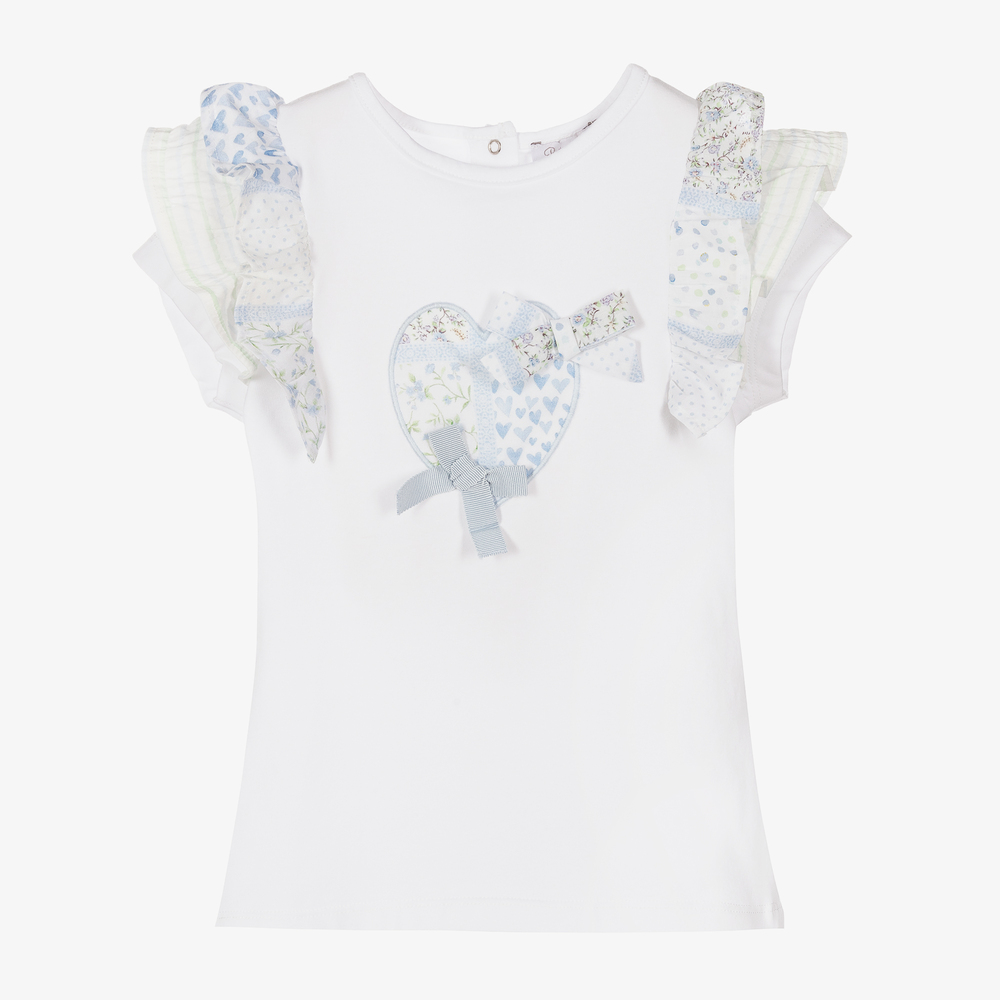 Patachou-Girls White Cotton T-Shirt | Childrensalon Outlet