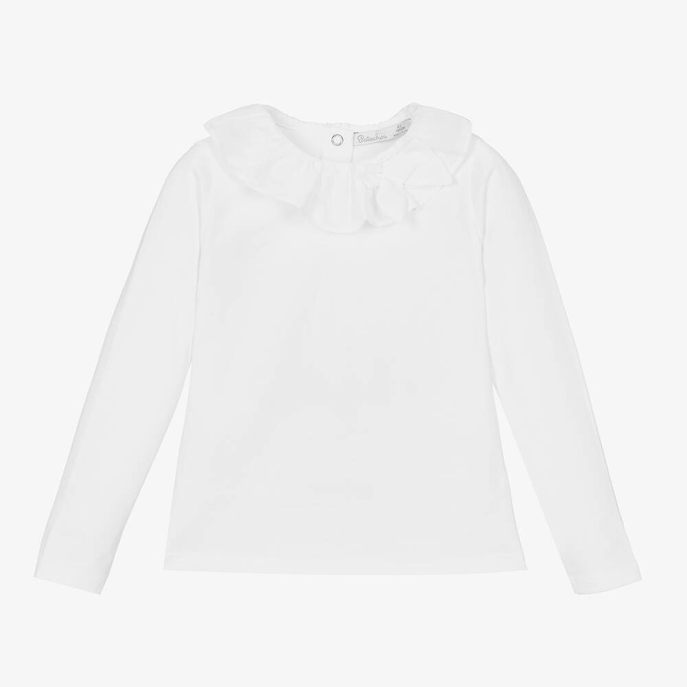 Patachou - Girls White Cotton Top | Childrensalon