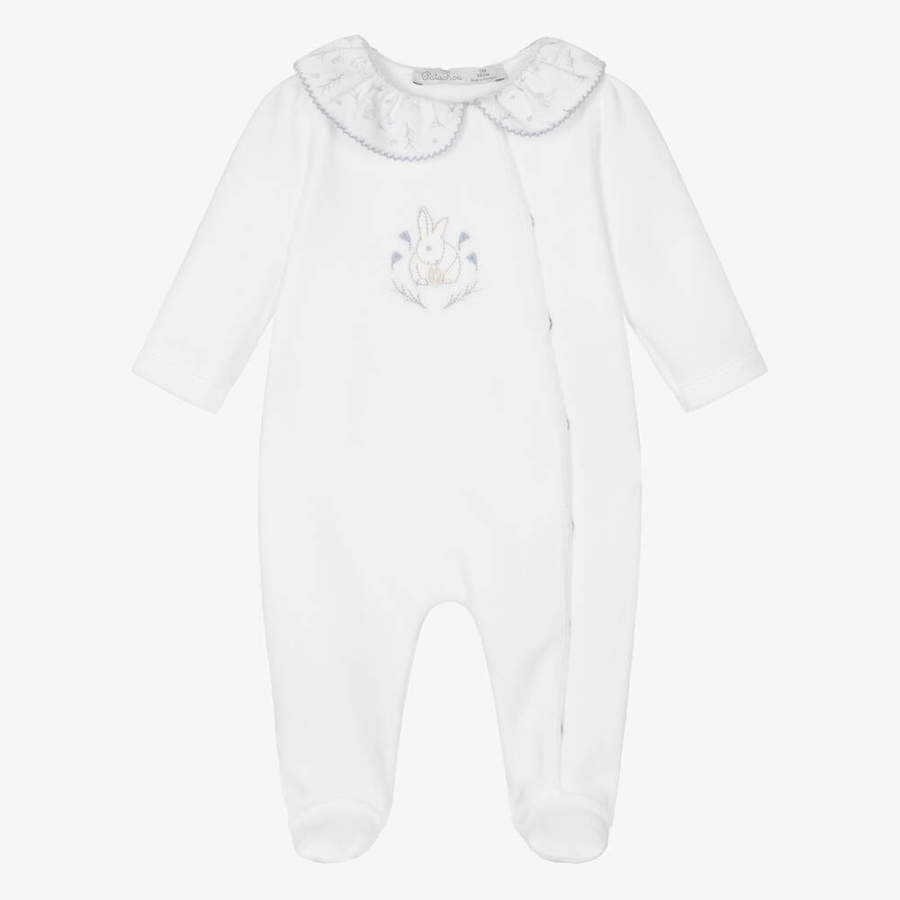 Patachou-أفرول بيبي غرو قطن قطيفة لون أبيض للمولودات | Childrensalon Outlet