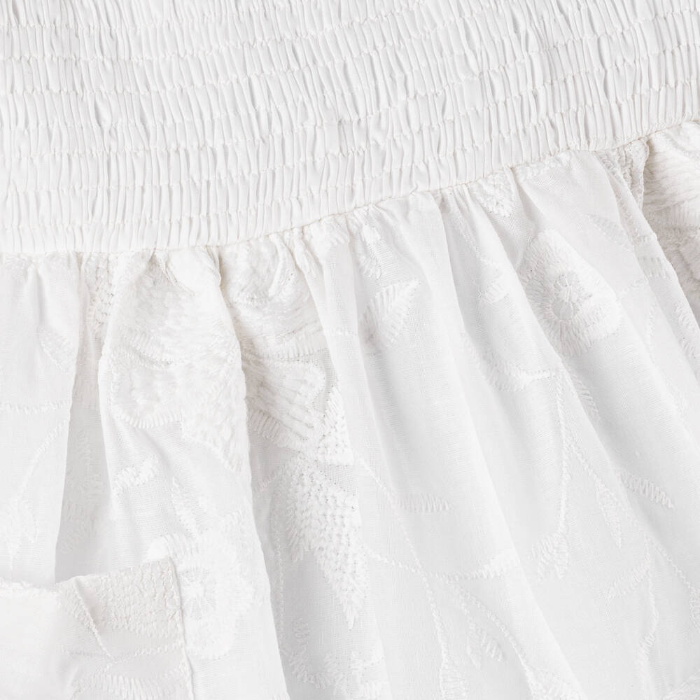 Patachou-Girls White Embroidered Cotton Dress | Childrensalon Outlet