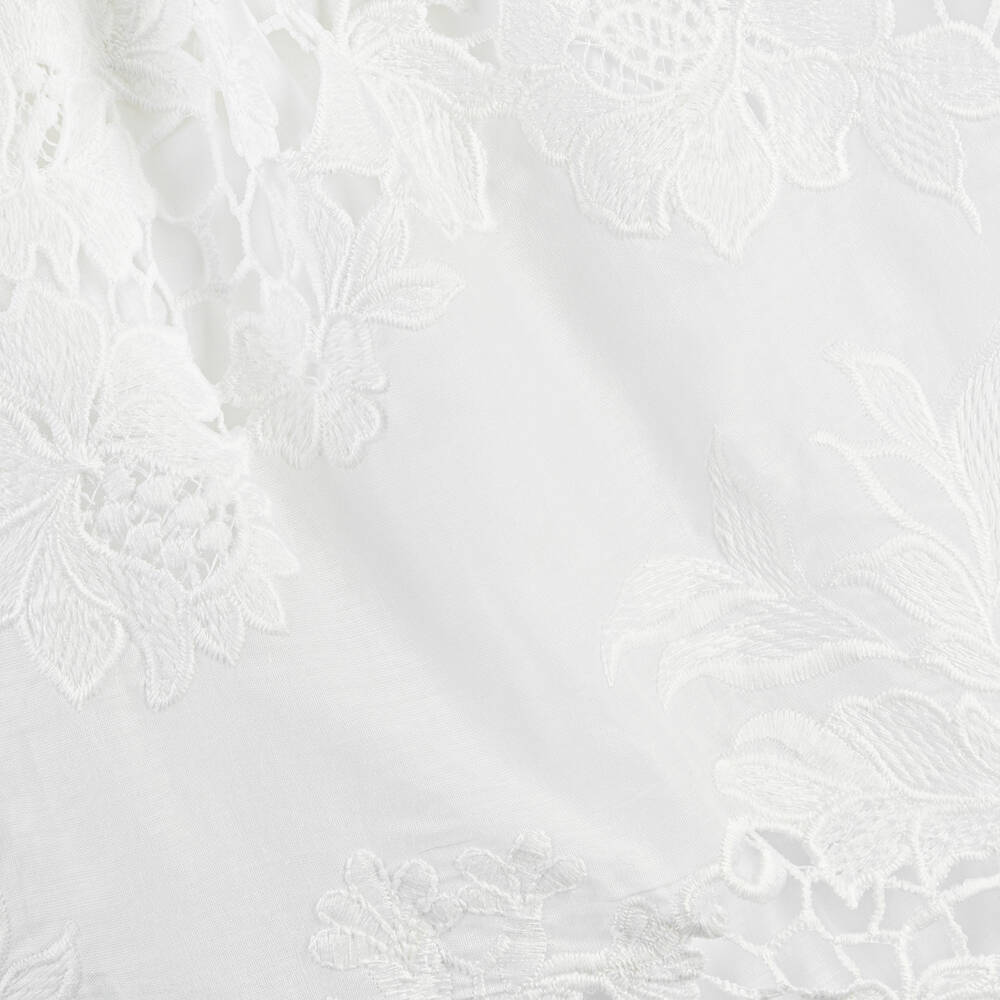 Patachou-فستان قطن ودانتيل مطرز لون أبيض | Childrensalon Outlet