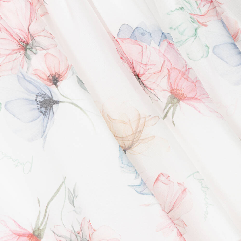 Patachou-Girls White Floral Chiffon Dress | Childrensalon Outlet