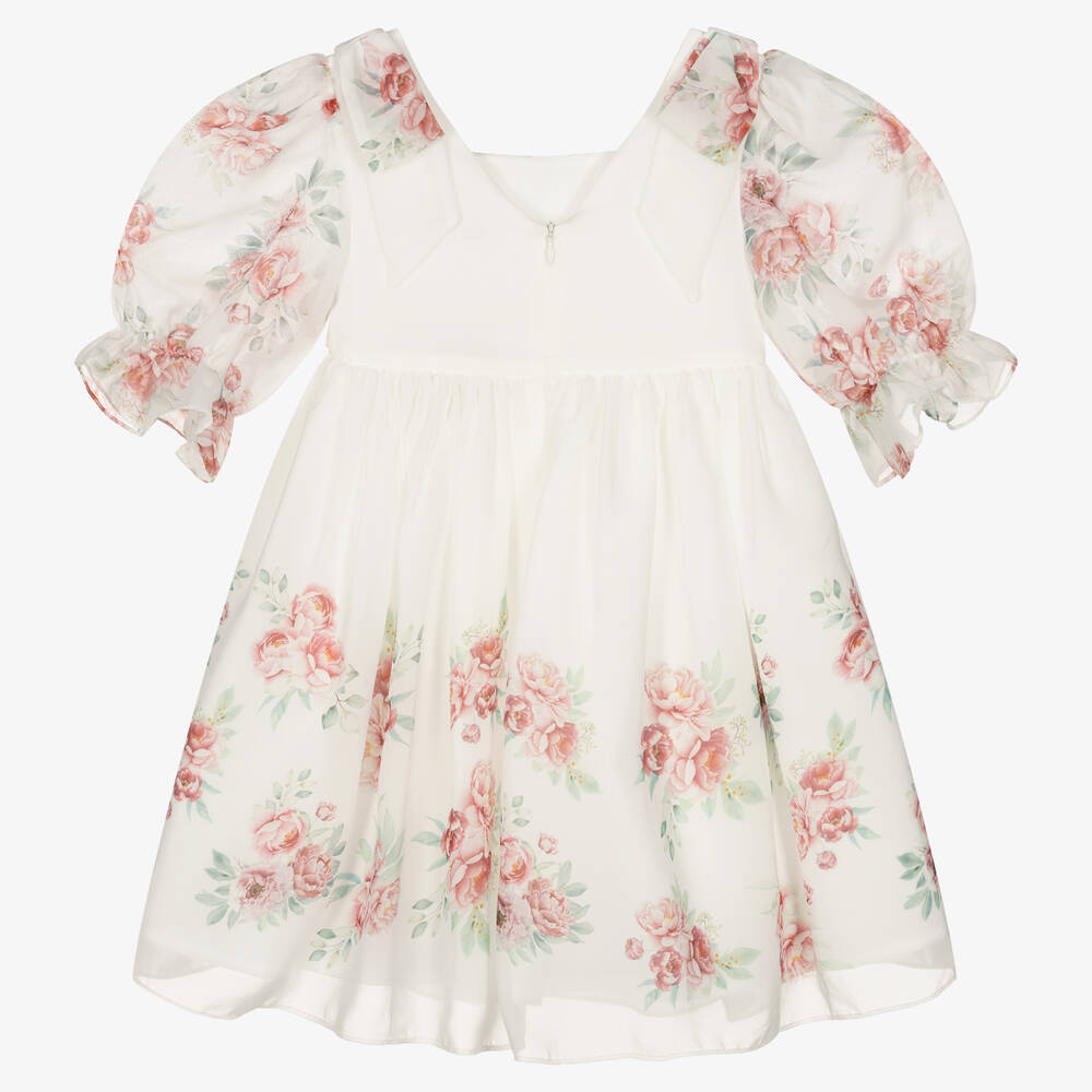 Patachou-Белое шифоновое платье с цветами | Childrensalon Outlet