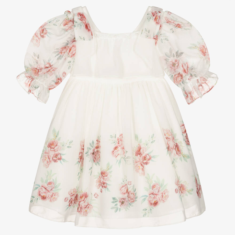 Patachou-Белое шифоновое платье с цветами | Childrensalon Outlet
