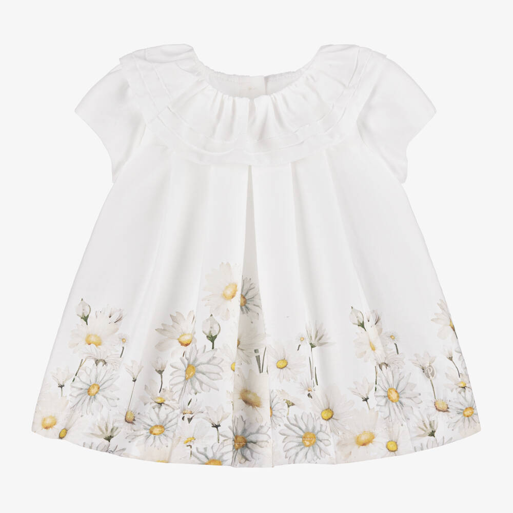 Patachou-Girls' White Floral Cotton Dress | Childrensalon Outlet