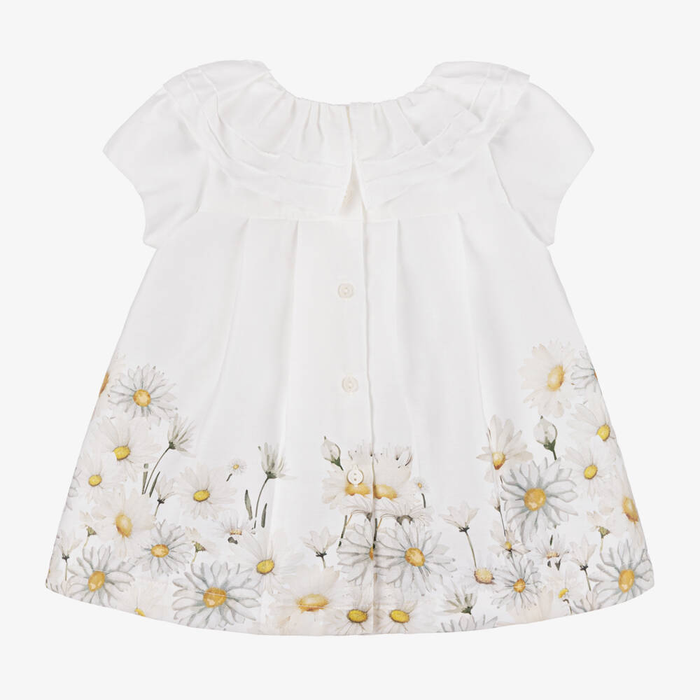 Patachou-فستان قطني أبيض مزين بالزهور للبنات | Childrensalon Outlet