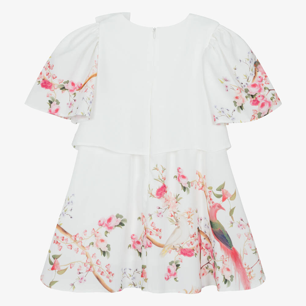 Patachou-Girls White Floral Crêpe Dress | Childrensalon Outlet