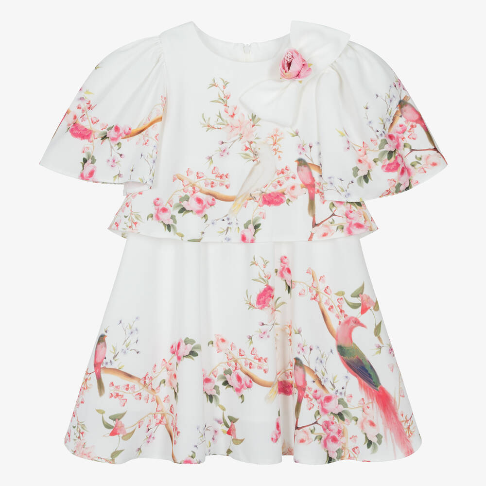 Patachou-Girls White Floral Crêpe Dress | Childrensalon Outlet