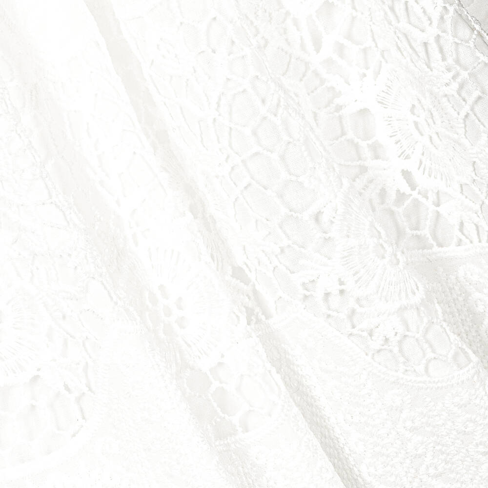 Patachou-فستان قطن فوال لون أبيض مطرز بورود | Childrensalon Outlet