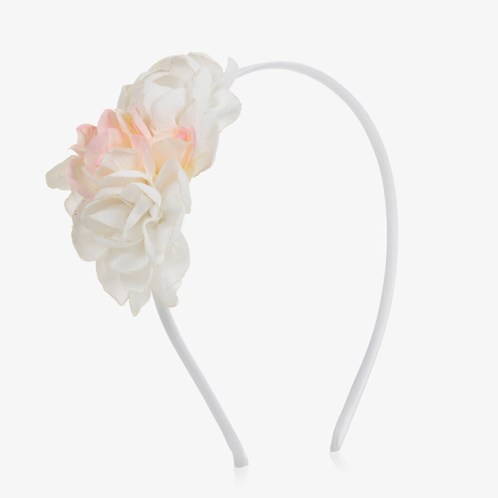 Patachou - Girls White Flower Hairband | Childrensalon