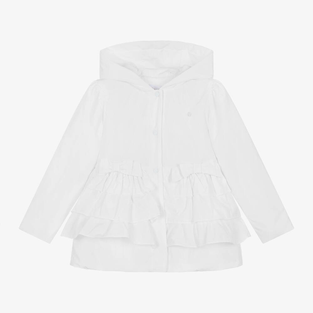 Patachou-Girls White Frilled Hooded Coat | Childrensalon Outlet