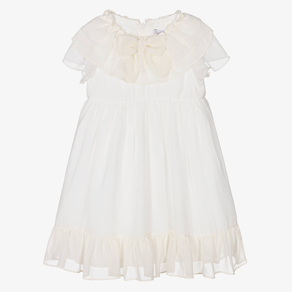 Patachou - Girls White & Ivory Chiffon Dress | Childrensalon